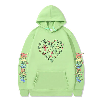 Damen Kapuzenpullover Herz- und Blattmotiv Eveloria
