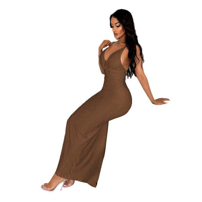 Damen Maxikleid V-Ausschnitt Schlank Eveloria