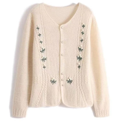 Damen Strickjacke Florale Stickereien Eveloria