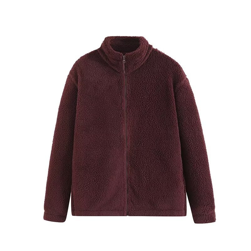 Damen Fleecejacke Hochkragen Reißverschlusstaschen Anthrazit Eveloria