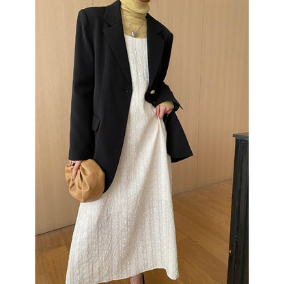 Damen Oversized Blazer Strukturiertes Gewebe Eveloria