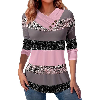 Damen Pullover Asymmetrischer Kragen Knopfdetails Eveloria