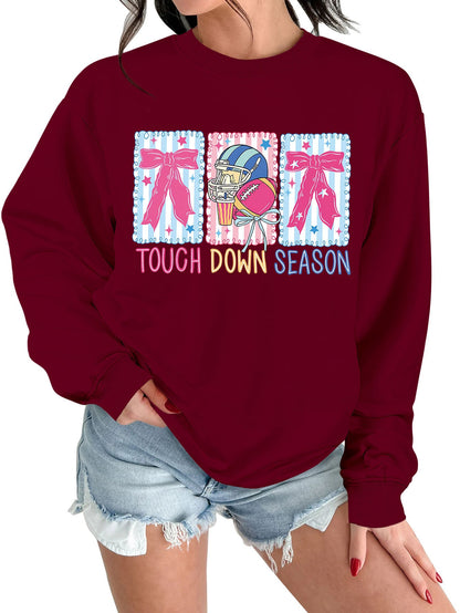 Damen Sweatshirt Football Motiv Lässig Grau Eveloria