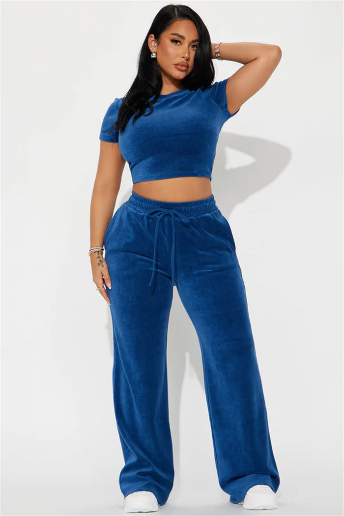 Damen Velours Loungewear Set Weich Grau Eveloria