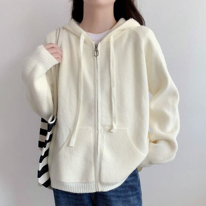 Damen Oversized Kapuzenjacke Kurz Schnitt Praktische Taschen