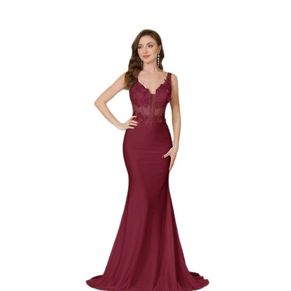 Damen Abendkleid Spitze Figurbetonter Schnitt Eveloria