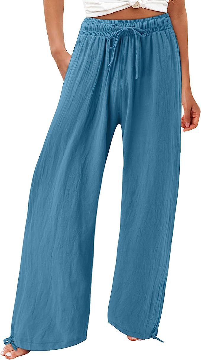 Damen Sommerhose Luftsamtstoff Weite Bein