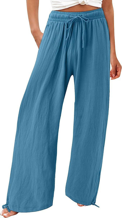 Damen Sommerhose Luftsamtstoff Weite Bein