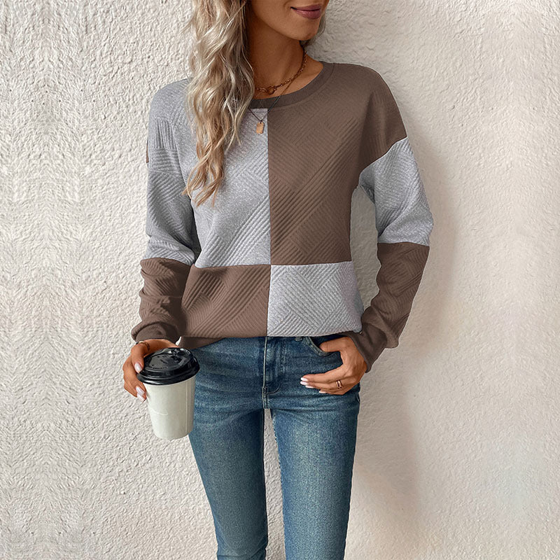 Damen Sweatshirt Blockstreifen Rundhals