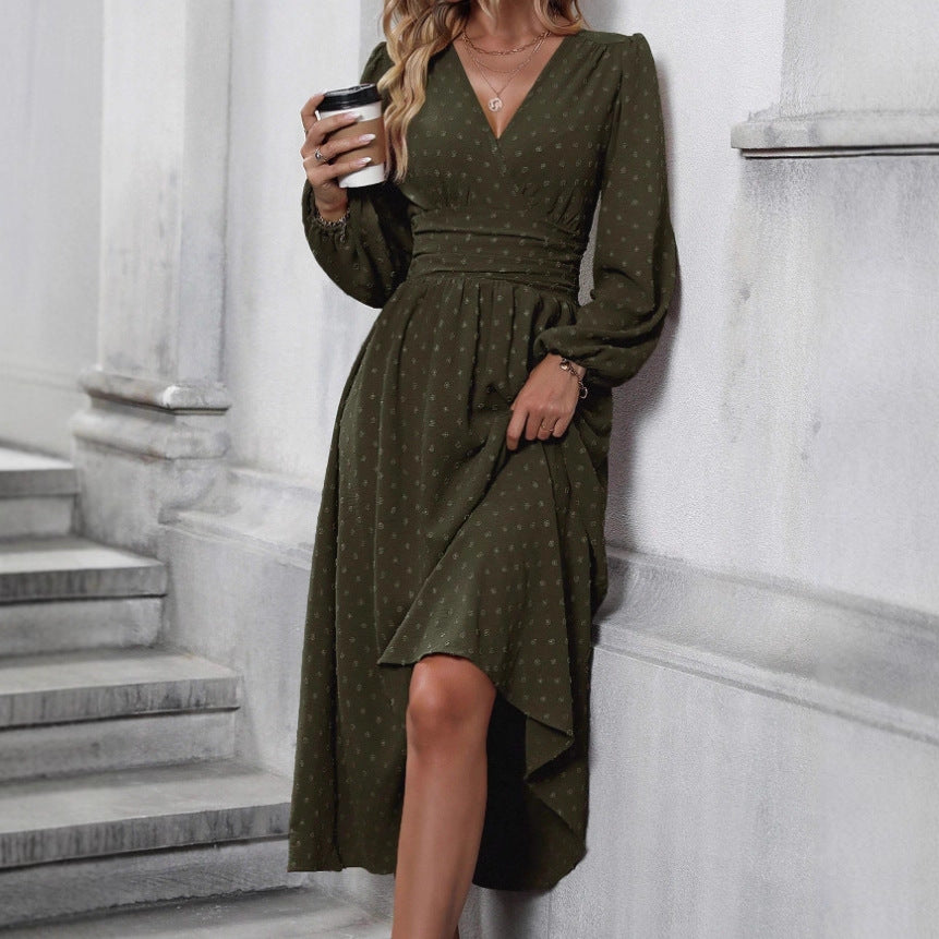Damen Maxikleid Wickeloptik Elegantes Kleid