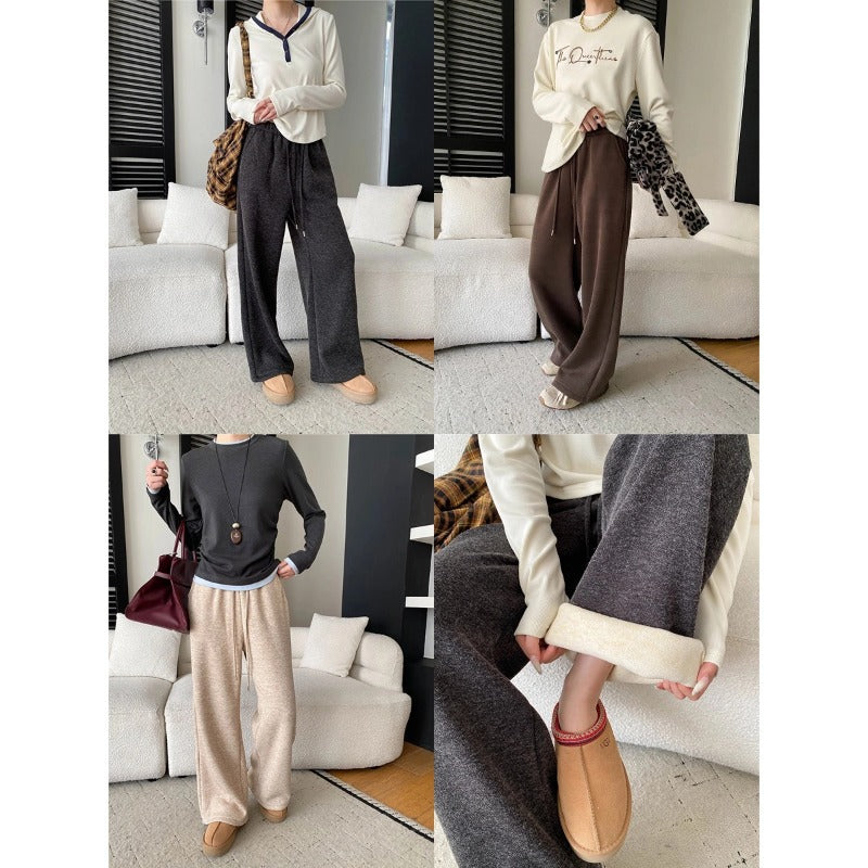 Damen Sweatpants Elastischer Bund Weites Bein Bequem Eveloria