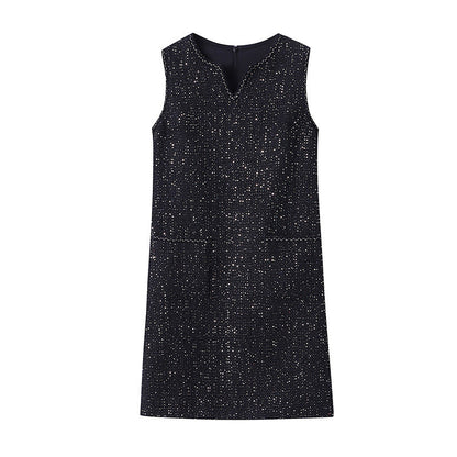 Damen Ärmelloses Kleid Strukturiertes Gewebe Mit Taschen Eveloria