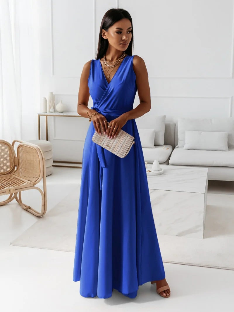Elegantes Damenkleid Lang V-Ausschnitt