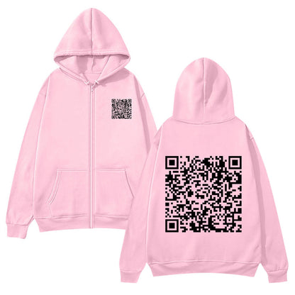 Damen Kapuzenjacke Weiches Fleece QR-Code-Design Eveloria