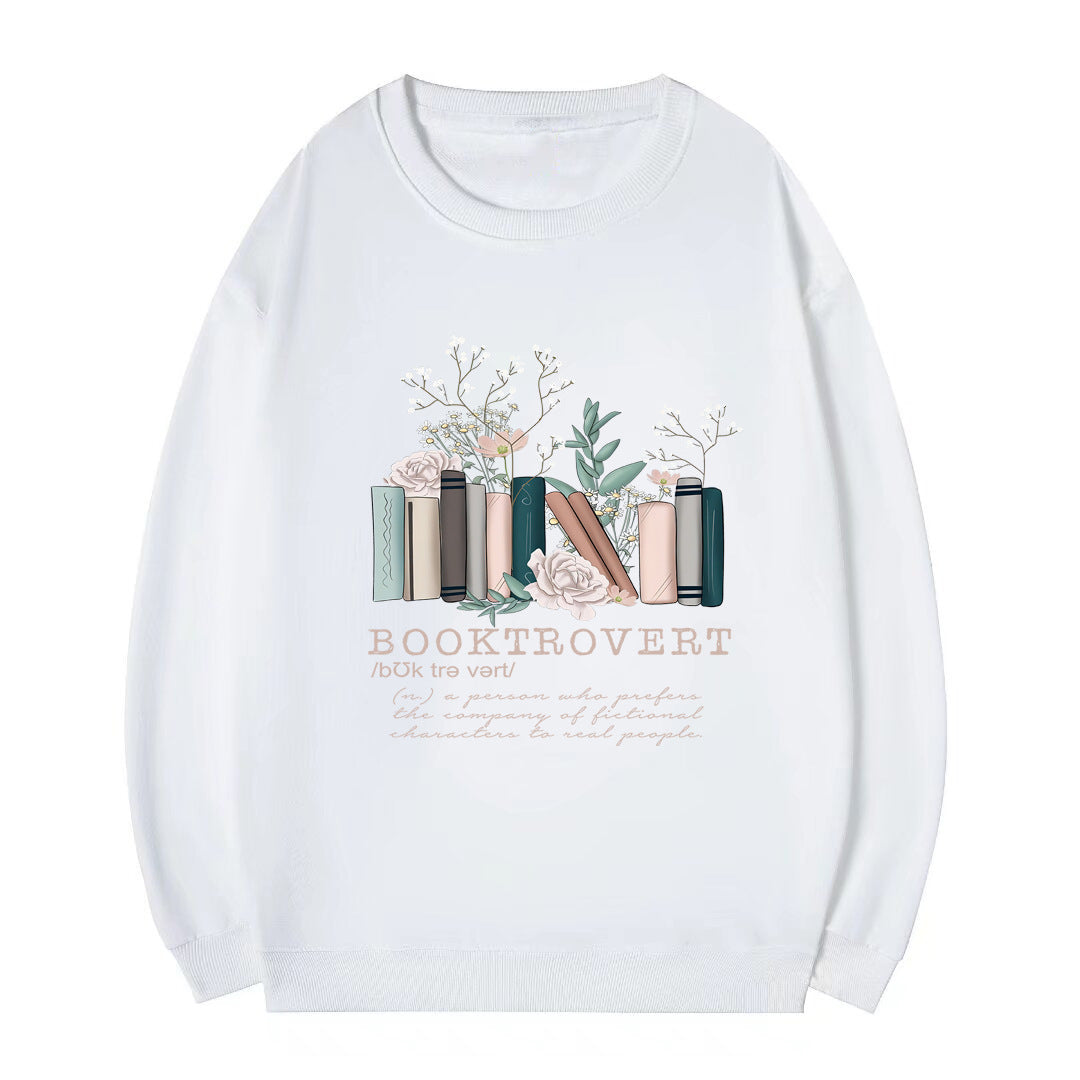 Damen Sweatshirt Bücherdesign Grau Eveloria