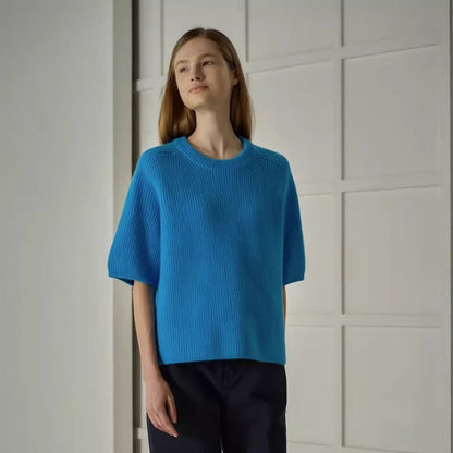 Damen Strickpullover Kurzärmelig Weich Eveloria