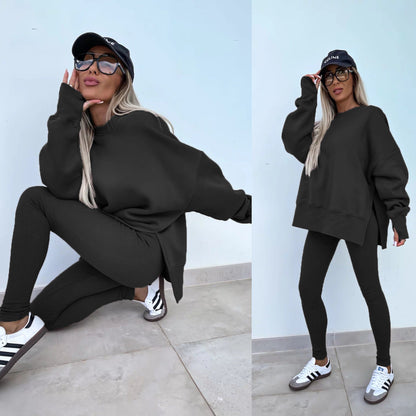 Damen Sport-Loungewear-Set Sweatshirt und Leggings Weite Passform