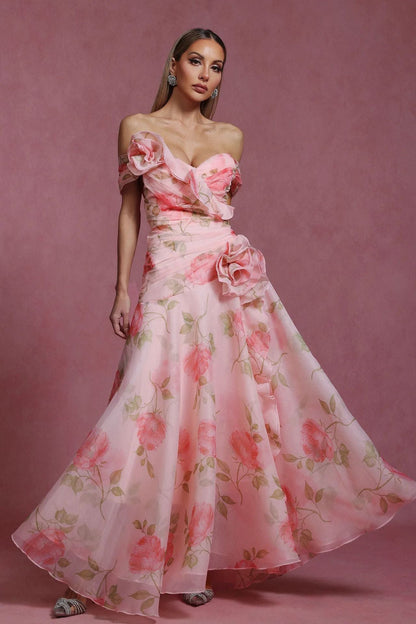 Damen Maxikleid Fließend Blumenmuster Elegant