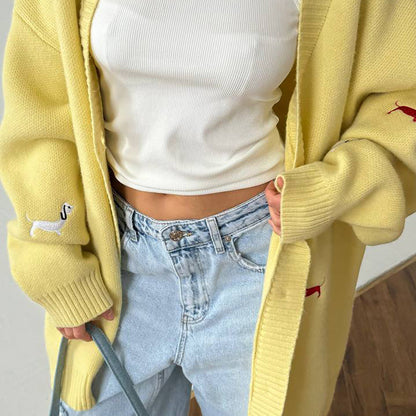 Damen Strickcardigan Groß Tierapplikationen Eveloria