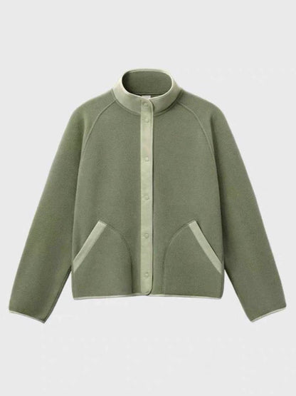 Damen Fleece-Jacke Elastischer Kragen Praktische Taschen