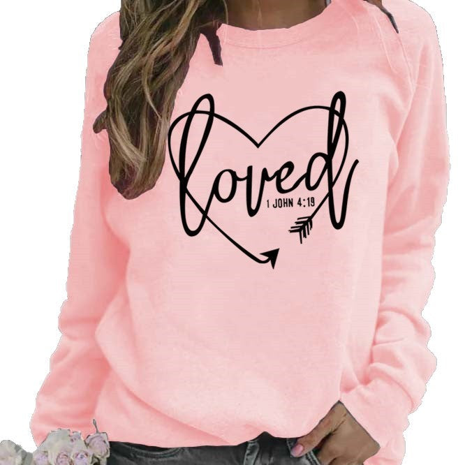 Damen Sweatshirt Herz-Aufdruck Inspirierend Grau Eveloria