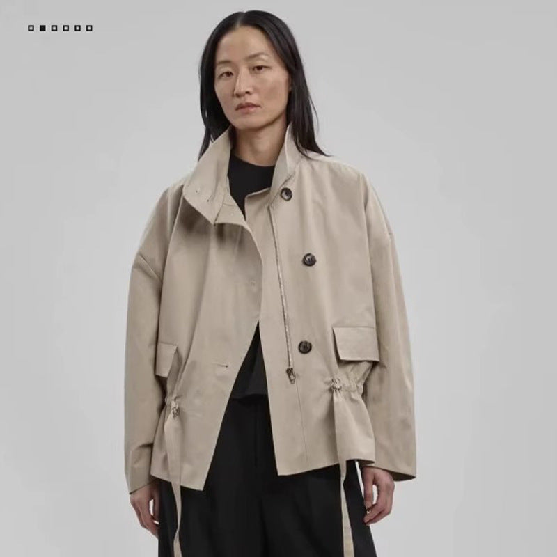 Damen Übergangsjacke mit Gürtel und Stehkragen Eveloria