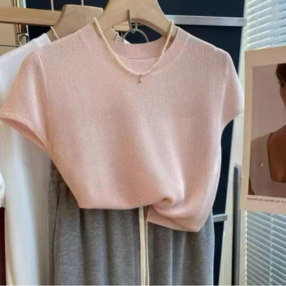 Damen Strickshirt Kurzarm Eveloria