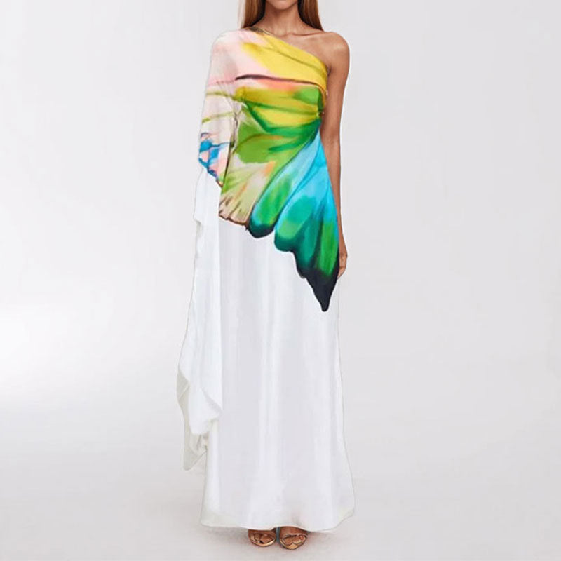 Damen Maxikleid Asymmetrisch Farbverlauf