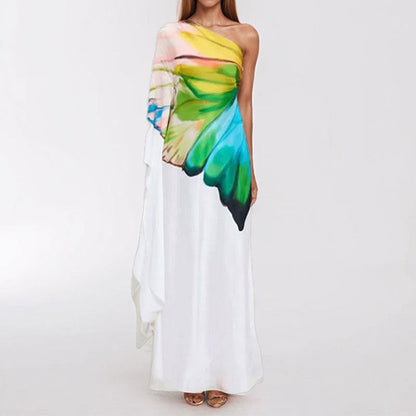 Damen Maxikleid Asymmetrisch Farbverlauf