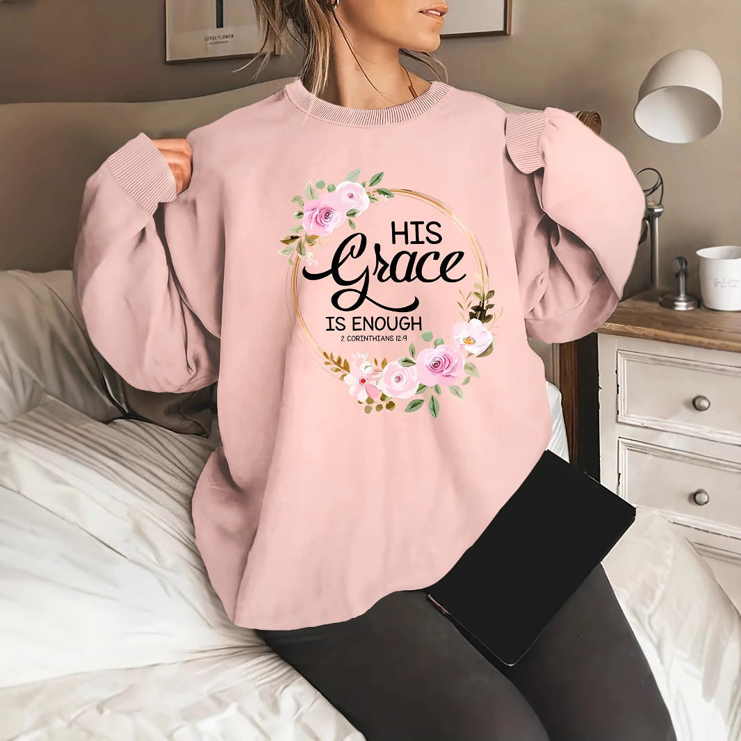 Damen Sweatshirt Florales Design Motivierender Schriftzug Eveloria