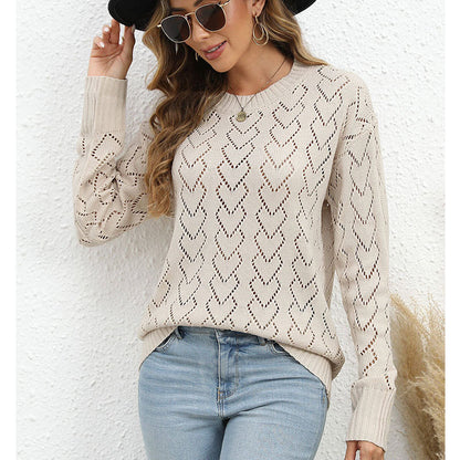 Damen Strickpullover Herzmuster Eveloria