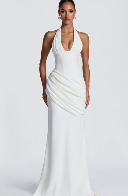 Damen Abendkleid Wickeldesign V-Ausschnitt Eveloria