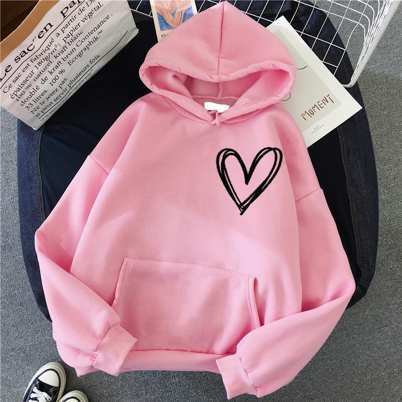 Damen Kapuzenpullover Herzmotiv Eveloria