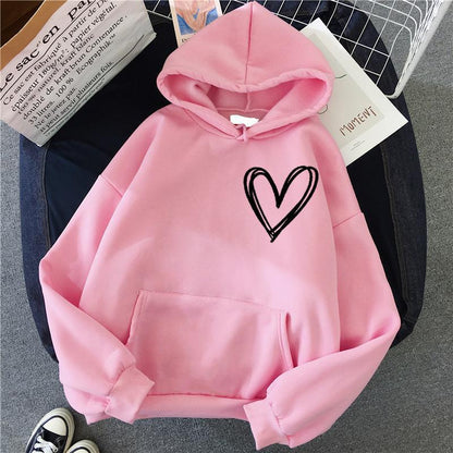 Damen Kapuzenpullover Herzmotiv Eveloria