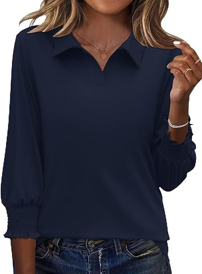 Damen Poloshirt Rüschendetails Elegantes Design Eveloria