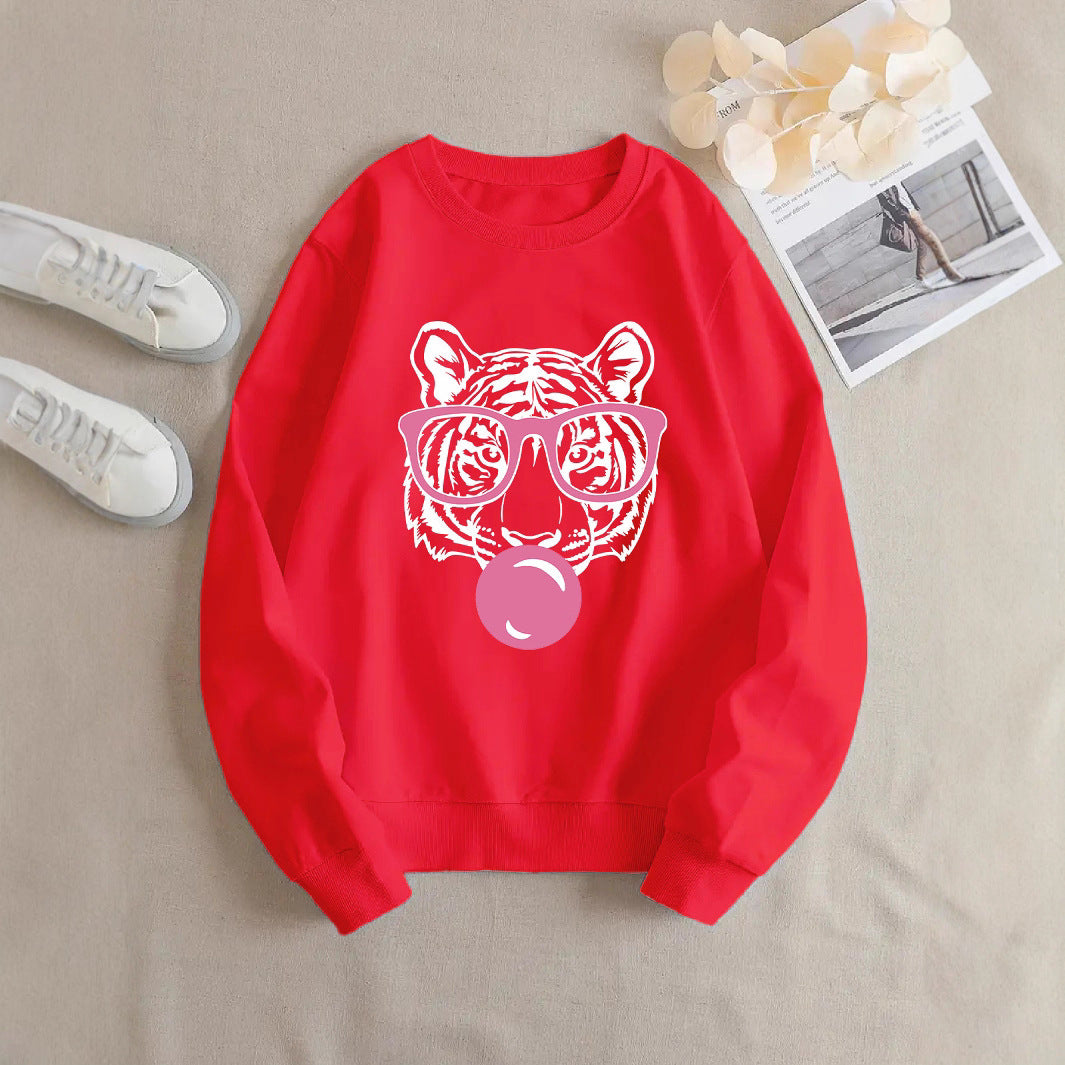 Damen Sweatshirt Tiger-Design Lässiger Schnitt Eveloria