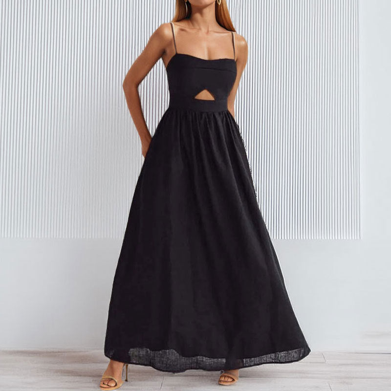 Damen Maxikleid Cut-Out-Detail Fließender Rock Eveloria