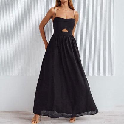 Damen Maxikleid Cut-Out-Detail Fließender Rock Eveloria