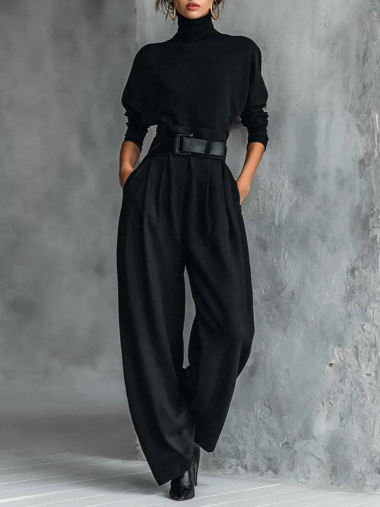 Damen Utility-Jumpsuit Hochkragen Taillengürtel Eveloria