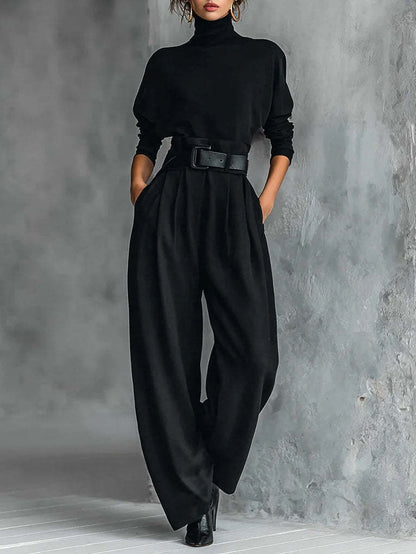 Damen Utility-Jumpsuit Hochkragen Taillengürtel Eveloria