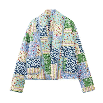 Damen Kimonojacke Patchwork Romantisch Taschen Eveloria