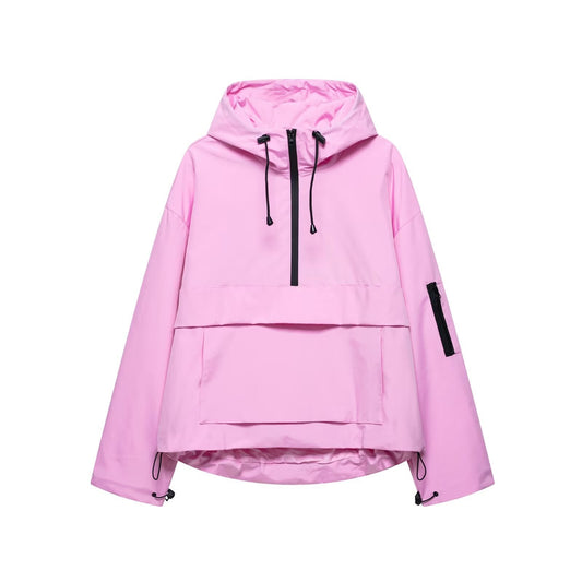 Damen Windjacke Funktionale Kapuzenjacke mit Kängurutasche Schwarz - Eveloria