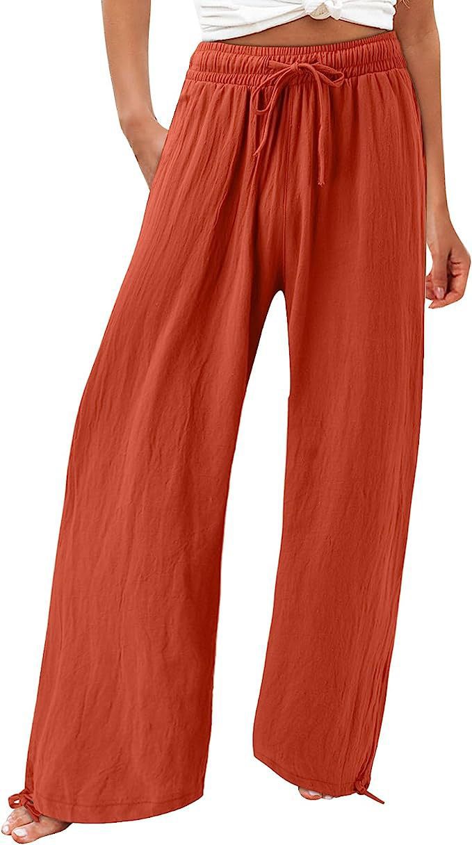Damen Sommerhose Luftsamtstoff Weite Bein