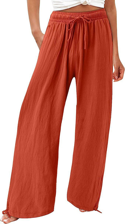Damen Sommerhose Luftsamtstoff Weite Bein