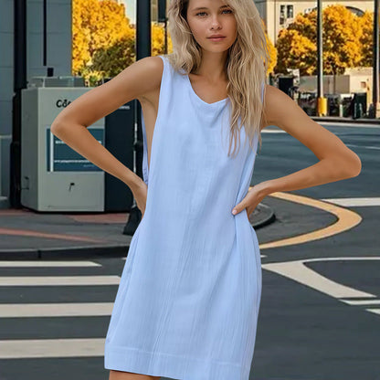 Damen Langarmkleid Lockerer Schnitt V-Ausschnitt Eveloria