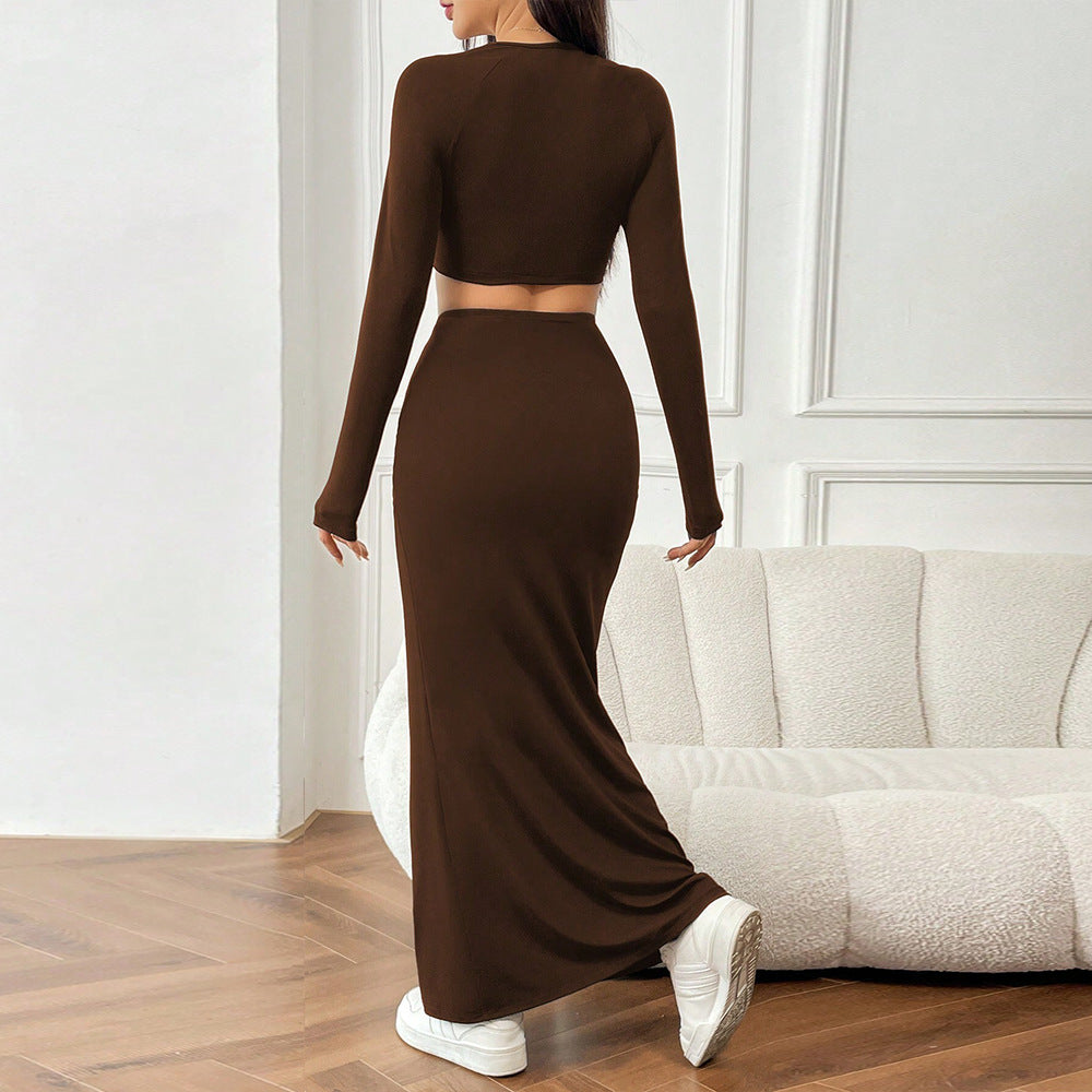 Damen Crop- Maxirock Set Raffungen Eveloria
