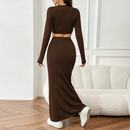 Damen Crop- Maxirock Set Raffungen Eveloria