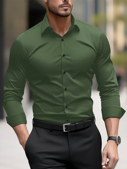 Herren Slim-Fit Langarmhemd Elegant