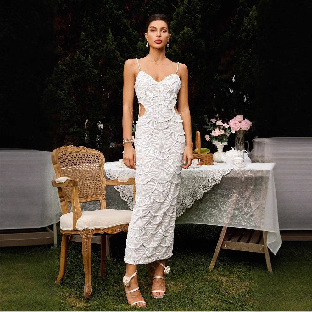 Damen Midi-Kleid mit Cut-Outs und Wellendesign Eveloria - Eveloria
