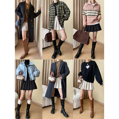 Damen Midirock Plissiert Hohes Modell Eveloria